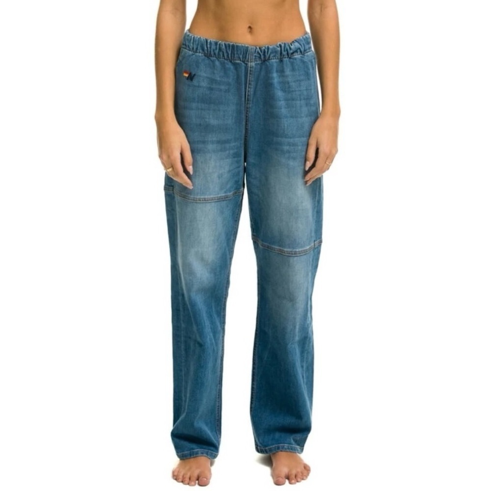 Aviator Nation Relaxed Blue Straight Leg Jeans mid rise Ranch size medium